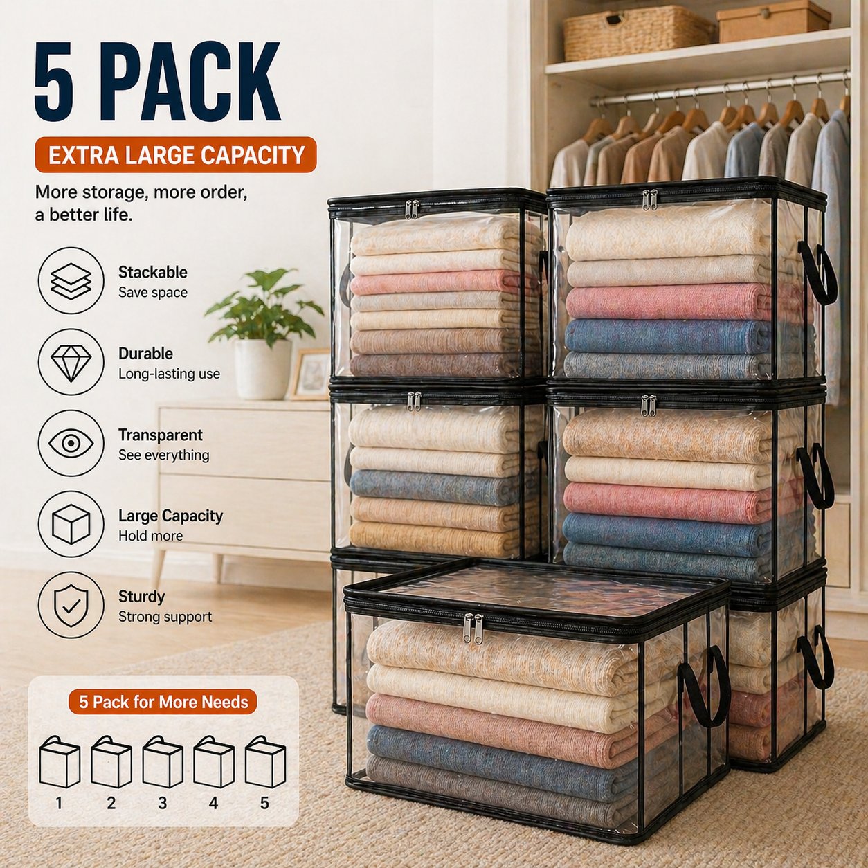 LAST DAY 70% OFF ✨📦Large Heavy-Duty Thick Plastic Clear Storage🎁💞