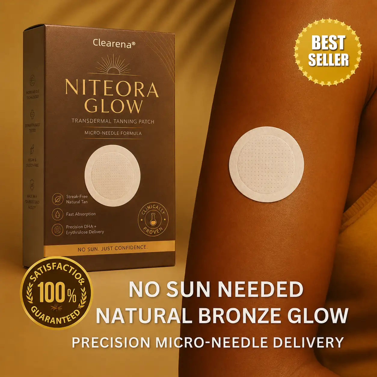 𝐂𝐥𝐞𝐚𝐫𝐞𝐧𝐚® Transdermal Tanning Patch ✨⚡ No Sun, No Streaks, Just a Natural Bronze Glow 🌞