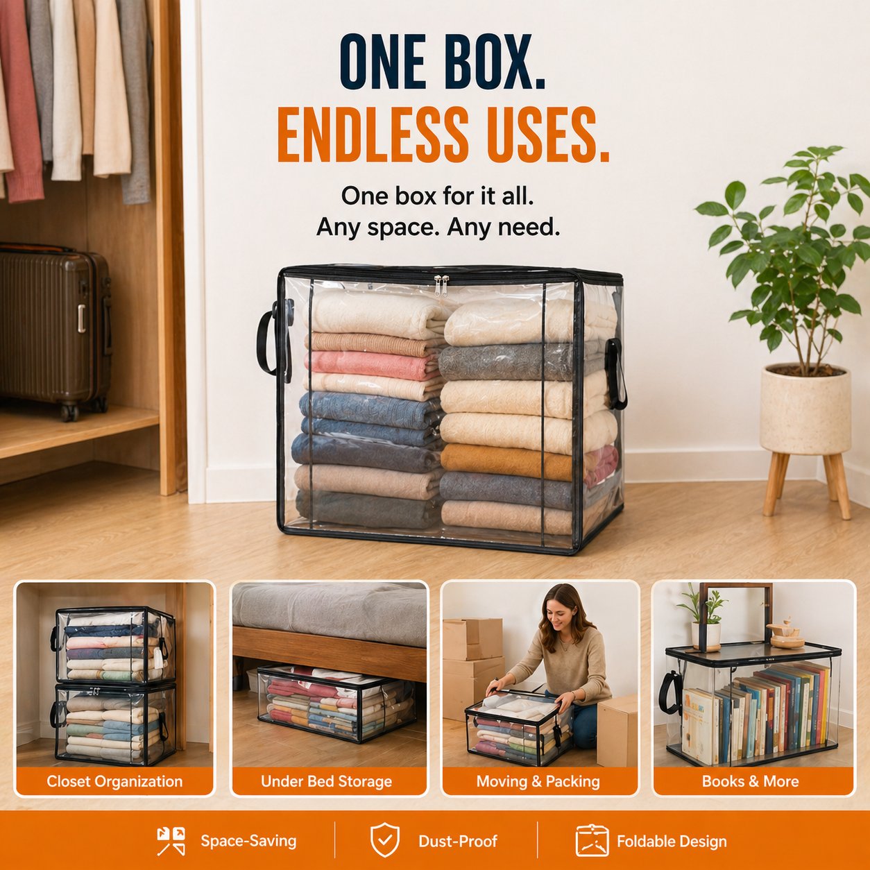 LAST DAY 70% OFF ✨📦Large Heavy-Duty Thick Plastic Clear Storage🎁💞