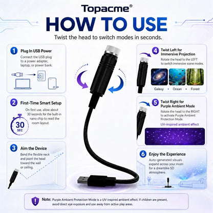 Topacme® 2-in-1 Immersive Projection & Purple Ambient Protection Mode💝⭐