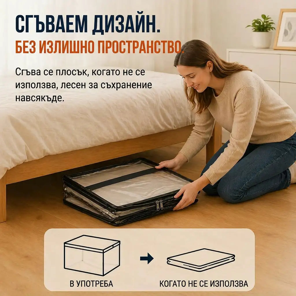 ПОСЛЕДЕН ДЕН - 🎁💞70% НАМАЛЕНИЕ ✨📦  WYVCK® Голяма здрава прозрачна пластмасова кутия за съхранение
